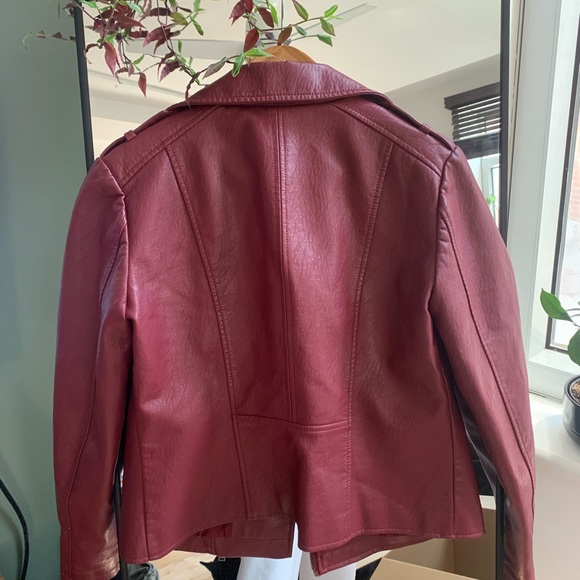 Deep Red Biker Jacket - Picture 5 of 6